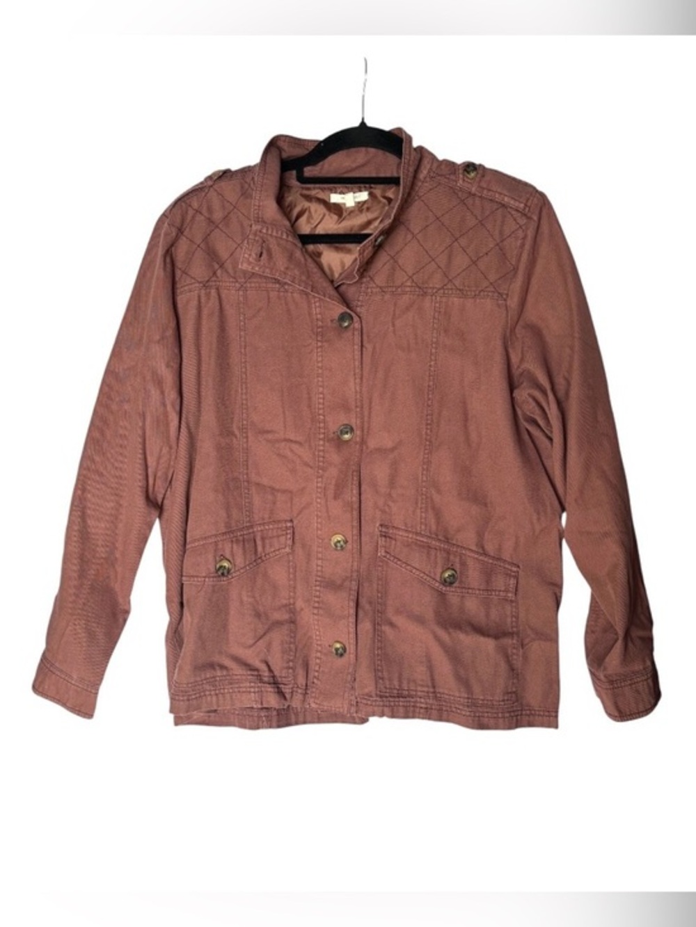 Maurices Brown Moto Military Jacket Quilted Shoulder Button Front Women's Sz XL
